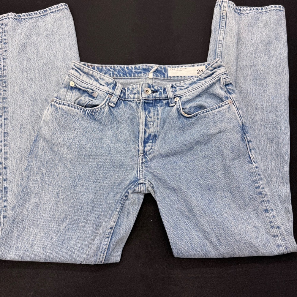Rag & Bone Piper Low-Rise Straight Jeans Light Wash Denim Size 24